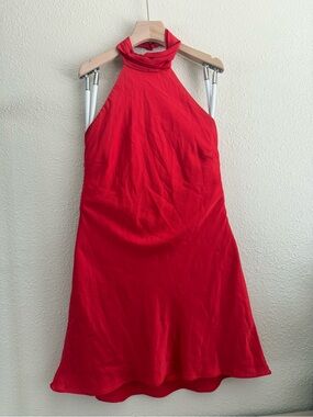 Halter Neck Red High-Low Dress